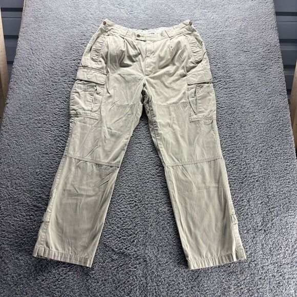 Orvis Chino Pants Mens 38x29 Khaki Cotton Cargo Button‎ Pockets - Picture 1 of 10